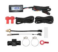 Torvex Motorcycle Gauge, 4-in-1 LCD Engine Water Temperature Voltmeter Clock 12V Digital Meter for Universal Motorbike Dashboard (18MM)