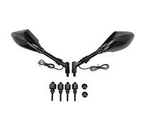 Torvex Motorcycle Mirrors, Rear View Side Mirrors with LED Turn Signal Indicators Left Right Compatible with 600 750 (Glossy Black 51118061119(Left), 51118061120)