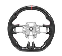 Torvex Steering Wheel, Carbon Fiber Wheel Compatible with Ford V6 EcoBoost GT Shelby, Nappa Perforated Leather Red Stitching Steering Replacement