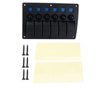 Torvex Switch Panel, 6 Gang Rocker Switch Control Panel with Blue LED Backlight, 12V 24V IP65 for Boat SUV Truck