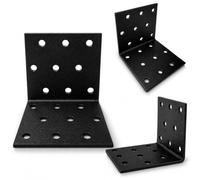 TORVON Mounting Brackets Black 20 Pieces 60 x 60 x 60 mm Angle Connector Steel 2 mm Metal Angle 90 Degree for Wood Furniture Shelves Constructions