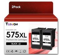 Torvon PG-575XL Black Ink Cartridge Replacement for Canon 575 Black Ink Cartridge Compatible with PIXMA TS3550i TS3551i TS3750i TR4750i TR4751i TR4755i TR4756i Printers(2 Black)