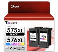 Torvon PG-575XL CL-576XL Printer Ink Cartridges Replacement for Canon 575 576 Ink Cartridges for PIXMA TS3550i TS3551i TR4750i TR4751i TS3750i TR4755i TR4756i(1 Black, 1 Colour)