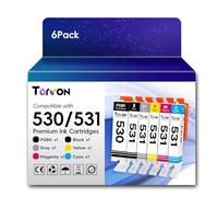 Torvon PGI-530 CLI-531 Ink Cartridges Replacement for Canon PGI-530 CLI-531