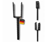 TORVON Post Anchor 100 x 45 x 45 x 3.5 mm Pack of 4 for Embedding in Concrete, Post Anchor, U Shape, Made of Steel, S235 Black Post Holder for Wooden Posts, Pergola, Carport, Garden Shed Fence