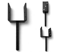 TORVON Post Anchor 120 x 120 x 60 x 4.0 mm, 1 Piece for Embedding in Concrete, Post Anchor, U Shape, Steel, S235, Black, Post Holder for Wooden Posts, Pergola, Carport, Garden Shed Fence