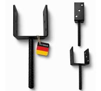 TORVON Post Anchor 120 x 120 x 60 x 4.0 mm Pack of 4 for Embedding in Concrete, Post Anchor, U Shape, Steel, S235, Black Post Holder for Wooden Posts, Pergola, Carport, Garden Shed Fence