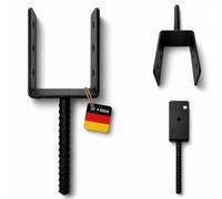 TORVON Post Anchor 120 x 80 x 60 x 4.0 mm Pack of 4 for Embedding in Concrete, Post Anchor, U Shape, Steel, S235, Black Post Holder for Wooden Posts, Pergola, Carport, Garden Shed Fence