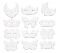 Torvyn 12 Pack White Masquerade Masks, DIY Paintable Half Face Party Masks | Blank white masquerade masks with elastic straps, perfect for DIY painting, Halloween, cosplay, Mardi Gras and parties