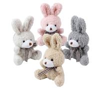Torvyn 4PCS Mini Rabbit Plush Bunny Keychain Gift for Women Man | Cute plush bunny keychain with curly fur and bow detail, perfect as a bag charm, gift and everyday accessory