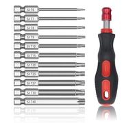 Torx Bit Set, 100mm Torx Screwdriver Bit Sets 11pcs T6-T40 Security Torx Bit Set with Magnetic Screwdriver Handle 1/4 Inch S2 Steel Star Magnetic Screwdrivers Drill Bits Tool