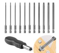 Torx Bit Set 12 Pcs, 1/4 Inch S2 Steel Star Torx Head Screwdriver Bit Sets 11 Pcs T6-T40 100mm Magnetic Security Hex Torx Set with Non-Slip Screwdriver Bit Handle for Car Fixings Impact Drill