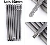 Torx Bit Set for Hand & Power Tools - 8-Pc 150 mm Long 1/4" Hex Shank Screwdriver Bits (T8-T40), High-Strength Alloy Steel for Precision Tool