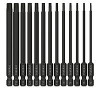 Torx Bit Set Hakkin 13Pcs 100mm Tamper Proof Torx Security Bits | S2 Steel Long Torx Bits 1/4” Hex Shank Magnetic T5 T6 T7 T8 T9 T10 T15 T20 T25 T27 T30 T35 T40