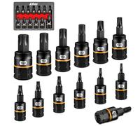 Torx Bit Socket Set 13 pcs, 1/4" 3/8" 1/2" Drive T8-T60 Star Bits