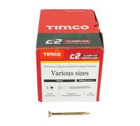 Torx C2 Clamp Fix Wood Screws Premium Double Countersunk with Ribs- Yellow - Timco (Pack of 50, 100, 200, 500) (50, 5.0x50 (10x2))