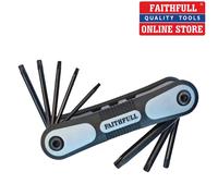 TORX KEY SET 8 PIECE FOLDING STAR KEYS IN STORAGE CASE T9 - T40, FAITHFULL TKSF8