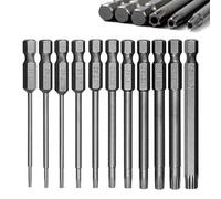 Torx Screwdriver Bit Set, 11-Piece 75mm Long S2 Steel Tamper-Proof Security Hollow StarTorx Bits (T6-T40), 1/4 Inch Hex Shank, Magnetic Impact Bits for Drill & Screwdriver