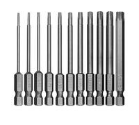 Torx Screwdriver Bit Set, 11-Piece 75mm S2 Steel Security Star Torx Bits (T6-T40) with Hole,1/4 Inch Hex Shank, Magnetic Impact Driver Bits for Screwdriver, Drill, Ratchet