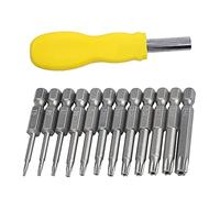 Torx Screwdriver Bits,12 pcs S2 Steel Magnetic Star Head Screwdrivers Security Screws Torx Socket Bit Set Electric Screwdriver,50mm,with Screwdriver Handle(Color Random)