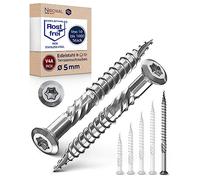 TORX Stainless Steel Terrace Screw with TORX Cutting Notch Lens Head and Peeling Ribs in V4A 5 mm Thickness 80 mm Screw Length 100 Pieces 52 mm Partial Thread 5x80