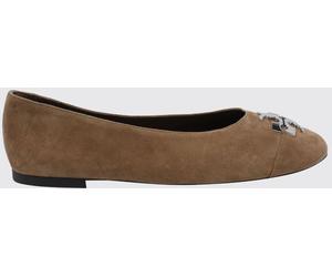 TORY BURCH Charlie Suede Ballet Flats with a Round Toe and Double T Logo - Size: 6½ - female