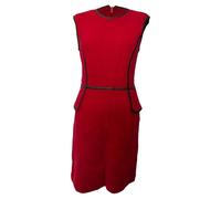 Tory Burch Preloved Contrast Leather Trim Sheath Dress In Red Wool Red