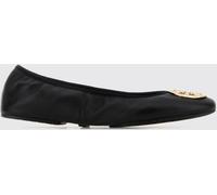 TORY BURCH Reva Smooth Leather Ballet Flats with Double T Metallic Logo - Size: 10 - female