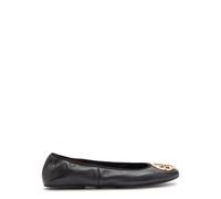 Tory Burch Reva Travel Logo Leather Ballet Flats - Black - 36 (IT36/ UK3)