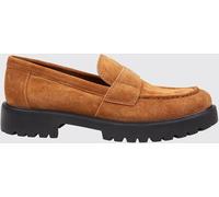 TORY BURCH Suede Loafers with Metallic Double T Logo and Serrated Sole - Size: 6 - female
