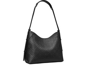 Tory Burch T Monogram pebbled messenger bag - Black OS