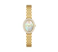 Tory Burch The Oval Stone Set Mother Of Pearl Dial & Gold Tone Watch