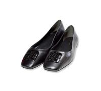 Tory Burch Womens 164642 Leather Georgia Paris Goat Rectangle Logo Squared Ballet Flats, 004 Perfect Black/Black, 8 UK