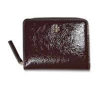Tory Burch Womens 175564 Patent Leather Thea Bi-Fold Zip Around Wallet, (Agnello Dark Red)