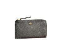 Tory Burch Women's Blake Pebbled Leather Card Case Wallet, BLACK, 5.5" x 3" x 0.25", Card Case Wallet