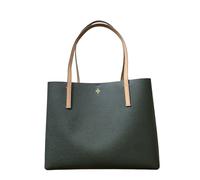 Tory Burch Women's Blake Pebbled Leather Center Zip Tote Purse, Basil, Medium