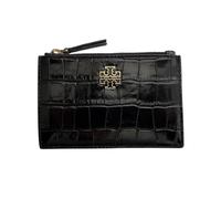 Tory Burch Women's Britten Embossed Zip Card Case Wallet (Black), Black, Wallet