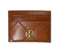 Tory Burch Women's Willa Glazed Leather Slim Card Case Wallet (Dark Whiskey)