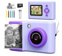 Tosaju Instant Camera for Children, Children's Camera, Digital Camera with Printing Paper & 32G TF Card, Video Camera with Coloured Pens, Christmas, Birthday, Gift for Children 3-14 Years, Purple