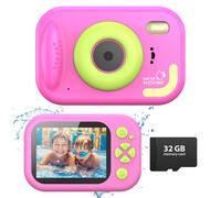 Tosaju Kids Camera Waterproof 48MP 10M Underwater Camera for Kids 1080P 10x Digitalzoom Digital Action Camera with 32GB Card Videocamera Fotocamera Gifts for Boys Girls Pink