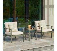 tosano garden ceramic glass stone top lounge duo set in sage green and cream