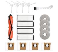 TOSAVGA 18-Piece Accessory Set for Xiaomi Robot Vacuum X20+/ X10+ Dreame S10/ L10s Ultra Robot Vacuum Cleaner, 1 Main Brush, 4 Mop Pads, 4 Dust Bags, 4 Side Brushes, 4 Filters, 1 Cleaning Brush