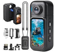 TOSBARRFT Body Camera with 180° Rotatable Lens and Water-Proof Case for Diving, WiFi Thumb-Sized Action Camera for Cycling, Traveling, 128G FHD 1080P