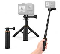 TOSBARRFT Mini Selfie Stick Tripod 4 Section Aluminum Alloy 82g Lightweight 1/4" Thread 2 Arm Stand for GoPro Insta360 DJI Action Cameras