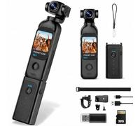 TOSBARRFT Pocket Camera for Vlogging, 1080P, Touchscreen, 32GB Card