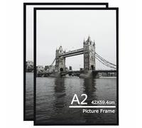 TOSCALETTI 2 Pack A2 Picture Frame with Engineered Wood for Wall Gallery Large Poster Frame also for 40x60cm Print,Photo and Poster Black Photo Frames Perfect for Horizontal or Vertical Wall Mounting