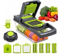 TOSCARA Multi-Functional 14 in 1 Vegetable Chopper, Dicer & Fruit Cutter | Interchangeable Mandoline Slicer for Onion, Garlic, Carrot & Potato - All-in-One Chopper with Built-In Food Container