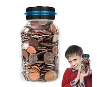 Toseky Digital Coin Bank coin counter savings jar Digital Piggy Bank Digital Bank Money Counter Jar,1.8L Clear Large Coin Counter Jar For Teens With LCD Screen, Holds Over 800