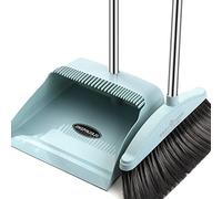 Toseky Dustpan and Broom Combo dust pan and brush long handled Stand-up Dustpan with Lobby Broom Long Handle Broom and Standing Dustpan for Indoor Outdoor, Household Cleaning for Kitchen and Room