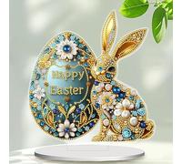 Toseky Easter Bunny Diamond Art Painting Kit, Easter Decorations Home, Easter Bunny Diamond Art Painting, Bunny Rabbit Rhinestone Table Signs, Acrylic Rhinestone Easter Egg Arts & Crafts